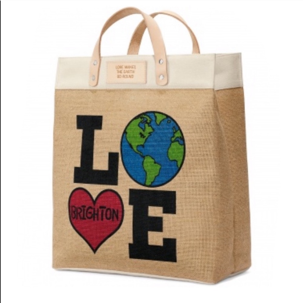 Brighton Love The Earth Burlap & Leather Tote